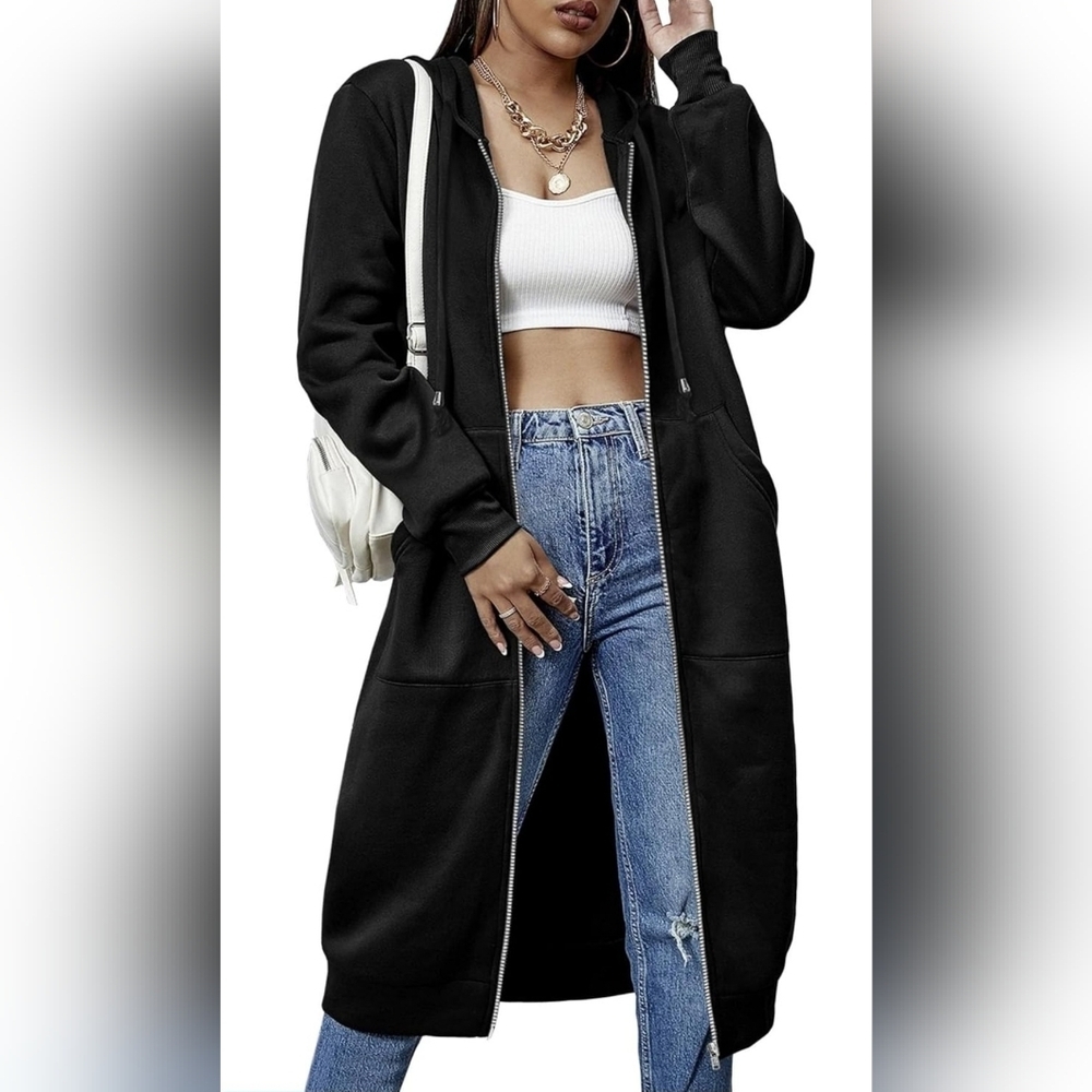 ELESOL Women Casual Zip up Fleece Hoodies Tunic Sweatshirt Long Hoodie Jacket